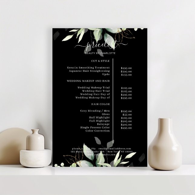 Greenery Salon Price List Poster (Von Creator hochgeladen)