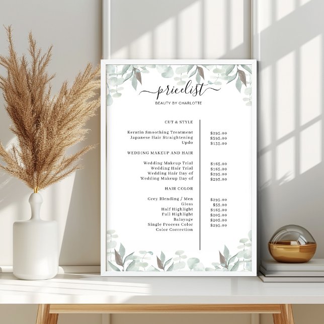 Greenery Salon Price List Poster (Von Creator hochgeladen)