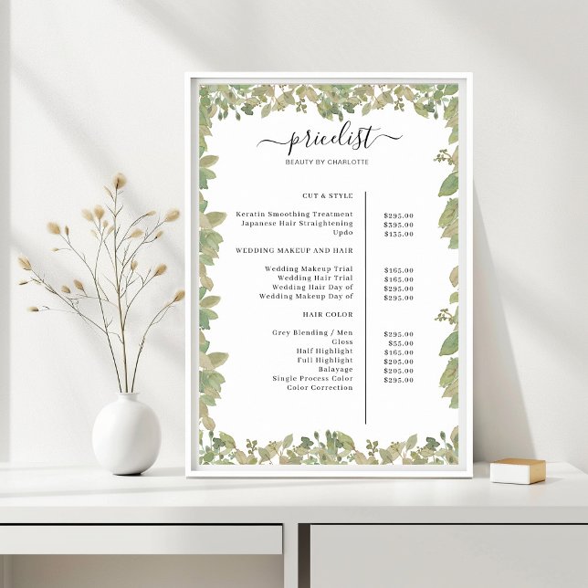 Greenery Salon Price List Poster (Von Creator hochgeladen)