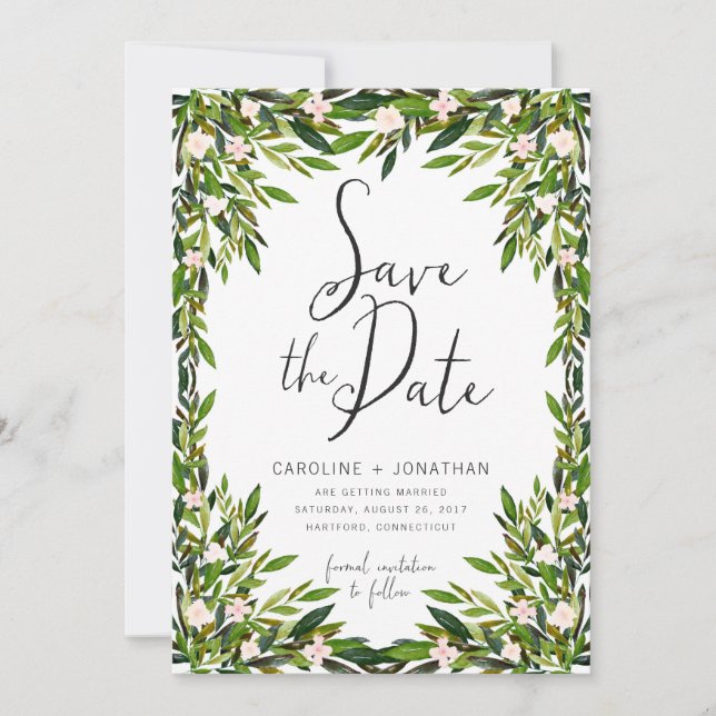 Greenery Save the Date Card (Vorderseite)