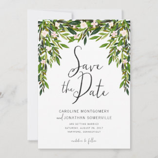 Greenery Save the Date Card Vollständige Namen