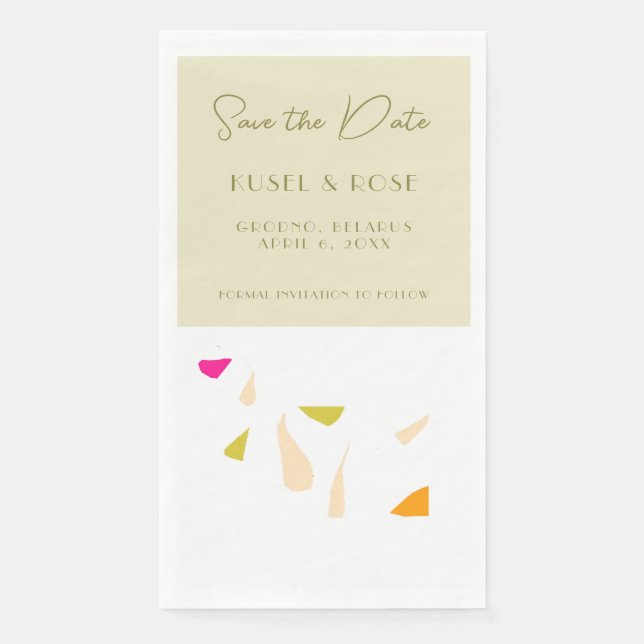 Greenery Save the Date Paper Napkin Serviette (Vorderseite)