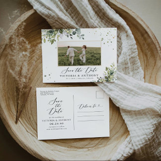 Greenery Save the Date Postcard Postkarte