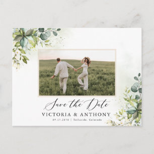 Greenery Save the Date Postcard Postkarte