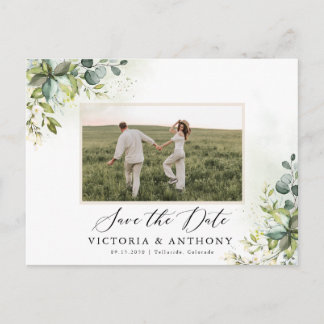 Greenery Save the Date Postcard Postkarte