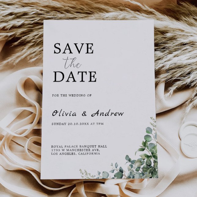 Greenery Save the Date Wedding Einladung (Greenery Save The Date Wedding Invitation)