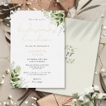 Greenery Script Monogram Bridesmaids Luncheon Foil Folieneinladung<br><div class="desc">Diese elegante reale Folie botanische Vegetation verlasse die Einladung von Brautmädchen zum Mittagessen können mit Ihren Informationen in chic Typografie personalisiert werden mit Ihren Monogramm Initialen auf der Rückseite. Entwickelt von Thisisnotme©</div>