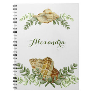 Greenery Seashell Nautical Cream Muscheln Küste Notizblock