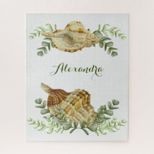 Greenery Seashell Nautical Cream Muscheln Küste Puzzle