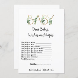 Greenery Sehr geehrte Baby Hope wünscht Baby Showe Einladung