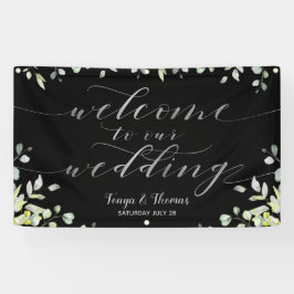 Greenery Silver Calligraphy Black Begrüßung Banner