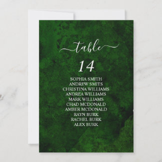 Greenery & Silver Calligraphy Seating Chart Cards Einladung