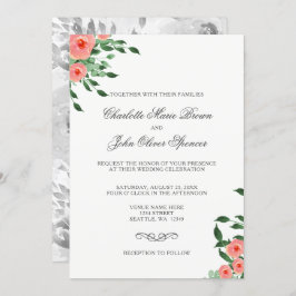 Greenery Simple Peach Blume Einladungen Hochzeiten