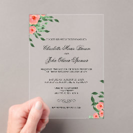 Greenery Simple Peach Blume Einladungen Hochzeiten
