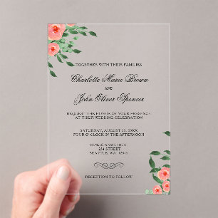 Greenery Simple Peach Blume Einladungen Hochzeiten