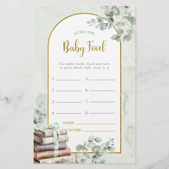 Greenery Storybook Guess The Baby Food Games (Vorderseite)