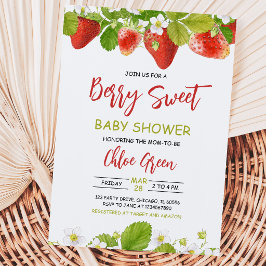 Greenery Strawberry Baby Shower Einladung