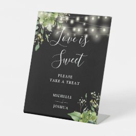 Greenery String Lights Schwarze Liebe ist süße Fav Sockelschild