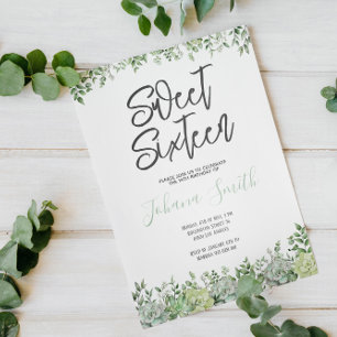 Greenery Succulent 16 . Geburtstag Geburtstag Einladung