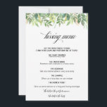 Greenery Summer Destination Kissing Menu<br><div class="desc">Dieses im Grünen gelegene Kissingmenü eignet sich perfekt für einen einfachen Hochzeitsempfang. Grün blütige handgezeichnet Blätter,  Blattwerk und idyllische geometrische Rahmen,  oozierender Stil und Klasse,  um Ihre Anwesenheitskarten zu schmücken.</div>