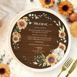 Greenery Sunflower Fall Brautparty Circle Menu Einladung