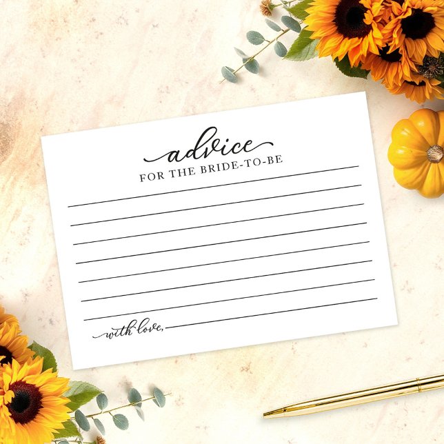 Greenery Sunflowers Fall Brautparty Advice Card Einladung (Von Creator hochgeladen)