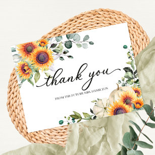 Greenery Sunflowers Fall Brautparty Vielen Dank Postkarte