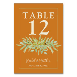 Greenery Swag auf Ochre Wedding Tischnummer