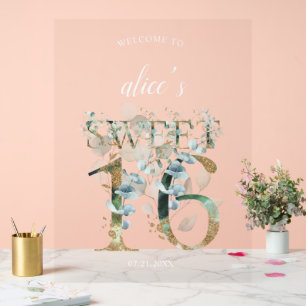 Greenery Sweet 16 Begrüßung Akryllisches Zeichen Acrylschild