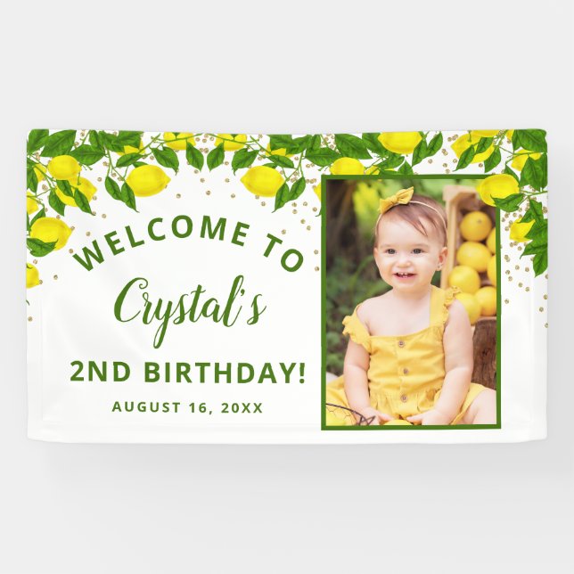 Greenery Sweet Lemon Geburtstag Begrüßungsgeschenk Banner (Horizontal)