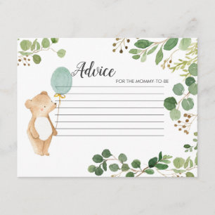 Greenery Teddy Bear Advice Card Begleitkarte