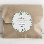 Greenery Tropical Eucalyptus Vielen Dank für Ihre  Runder Aufkleber<br><div class="desc">Diese grünen tropischen Eukalyptus danken Ihnen für klassische Rundaufkleber sind perfekt für eine einfache Hochzeit. Das Design zeichnet sich durch handgezeichnet,  elegantes Eukalyptusfolien aus,  das die positive sommerliche Atmosphäre inspiriere.</div>