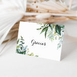 Greenery Tropical Folded Wedding Gracias Card Dankeskarte<br><div class="desc">Diese tropische Hochzeitskarte ist perfekt für eine einfache Hochzeit. Das Design besteht vorwiegend aus grünen tropischen Blätter mit einer Touch von rosa blütigen Blume, die elegant in Kränze und geometrische Formen angeordnet sind. Personalisieren Sie die Innenseite der Karte mit Ihren Namen, und eine Dankeschön-Nachricht. Oder, verlass den Dankeschön-Abschnitt leer und...</div>