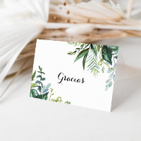 Greenery Tropical Folded Wedding Gracias Card