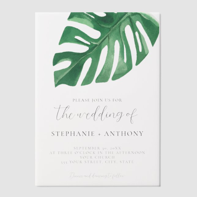 Greenery Tropical Monstera Blätter Summer Wedding (Vorderseite)