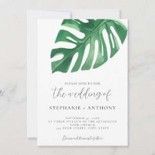 Greenery Tropical Monstera Blätter Summer Wedding Einladung