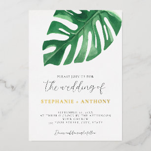 Greenery Tropical Monstera Blätter Summer Wedding Folieneinladung