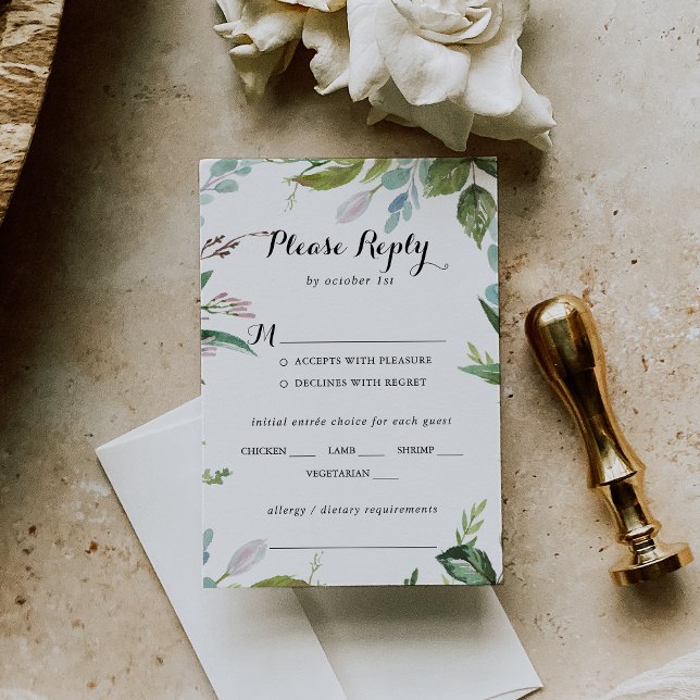 Greenery Tropical Wedding Menu UAWG RSVP Karte (Von Creator hochgeladen)