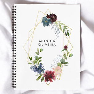 Greenery und Burgundy, Geometrie der Blumen Notizbuch