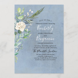 Greenery und Dusty Blue Wedding Probe Dinner Einladung