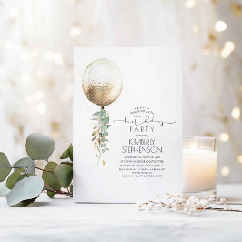Greenery und Gold Glitzer Ballon Elegant Geburtsta Einladung