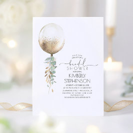 Greenery und Gold Glitzer Balloon Brautparty Einladung