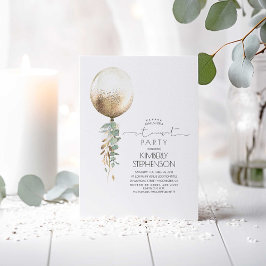 Greenery und Gold Glitzer Balloon Retirement Party Einladung