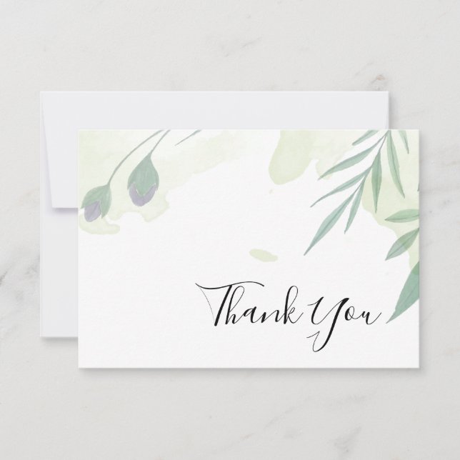Greenery und Gold Leaf Danke Karte (Vorderseite)