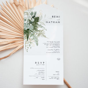 Greenery und Gold Leaf Siegel und senden All In One Einladung