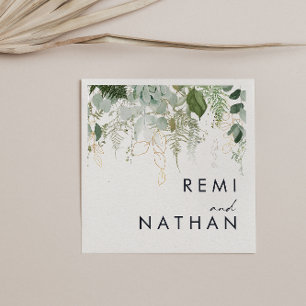 Greenery und Gold Leaf Wedding Napkins Serviette