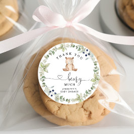 Greenery Vielen Dank beary Runder Aufkleber