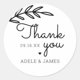Greenery Vielen Dank für Ihre Hochzeit Runder Aufkleber