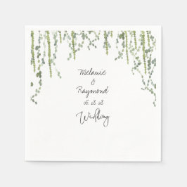 Greenery Vines Wedding 5" Square Cocktail Serviette