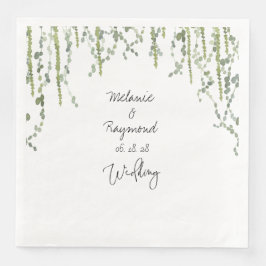 Greenery Vines Wedding 8" Square Dinner Serviette